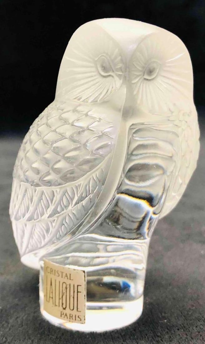 Lalique Glass Signed Owl Paperweight (1 of 9)