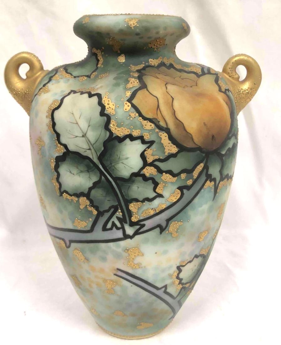 Hand Painted Ceramic Vase Embossed With Gold (1 of 7)