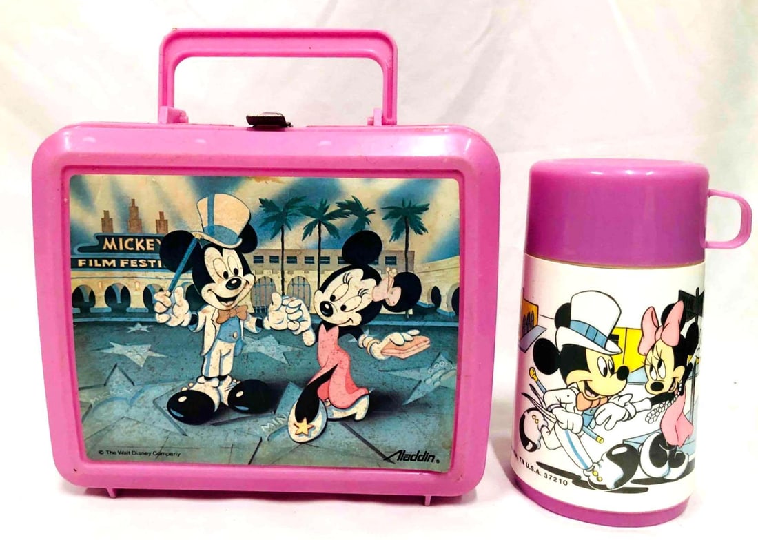 Aladdin Pink Plastic Disney Mickey & Minnie Film Festival Lunchbox & Thermos (1 of 14)