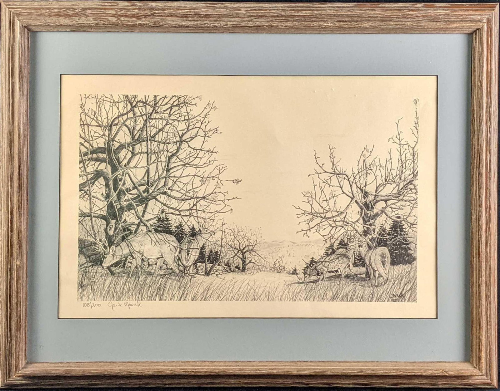 Vintage Jack Mesick Pencil Signed Limited Edition Wildlife Deer Print (1 of 7)