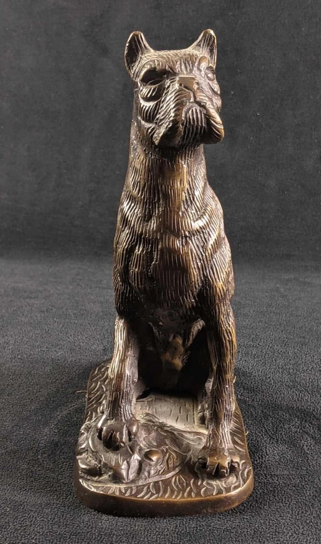 Vintage Boxer Brass Statue Dog Statue (1 of 7)