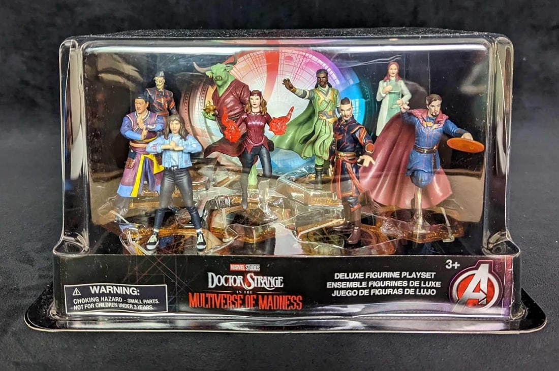 Doctor Strange Multiverse Of Madness Figure Set D: Doctor Strange Multiverse Of Madness Figure Set. "Doctor Strange in the Multiverse of Madness Deluxe Figure Play Set". Materializing from the Marvel Cinematic Universe, mystical characters and