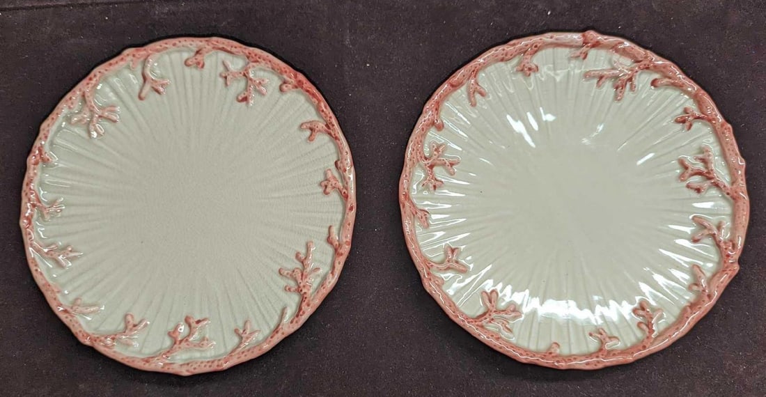 2 Vintage Retired Fitz & Floyd Oceana Salad Plates D K57: 2 Vintage Retired Fitz & Floyd Oceana Salad Plates D K57. Each is approx 7 1/2" x 7 1/2" x 3/4" and the total weight is 1.75lb. Both plates have crazing. Please see the images as they
