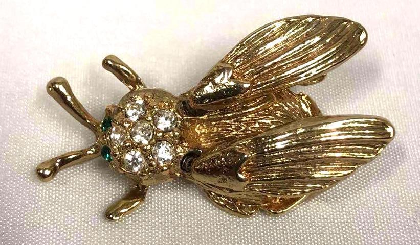 Vintage Trembler Insect Brooch Rhinestone Bee/Fly With Spring Wings (1 of 5)