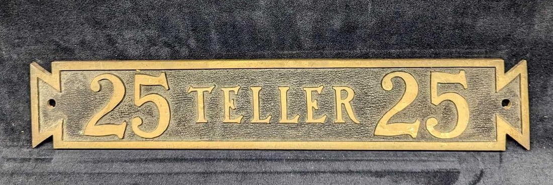 Vintage Brass Bank Teller Sign 25 (1 of 5)