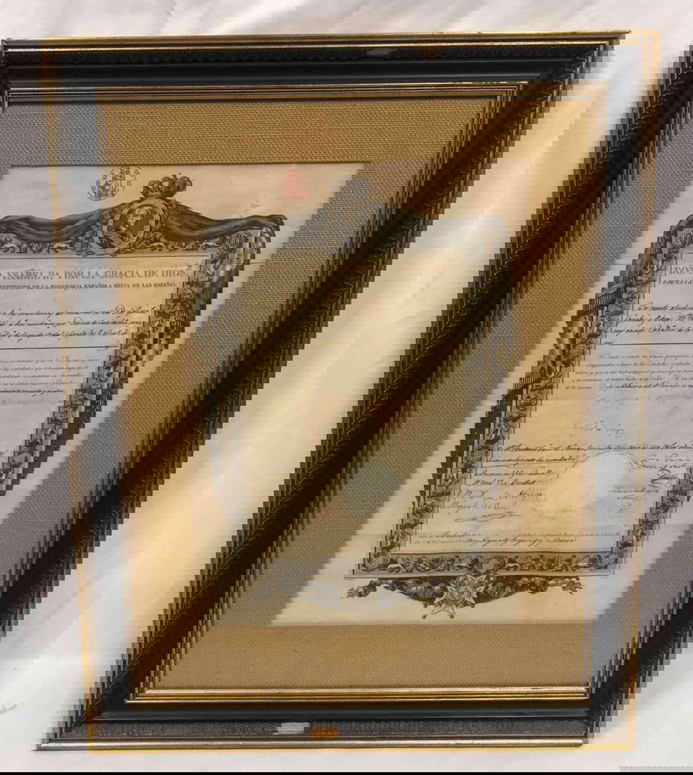 Certificate The Royal & Distinguished Order Of Charles III Signed By Queen Isabella II Of Spain (1 of 10)