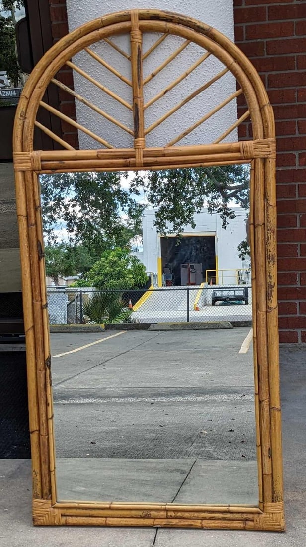 Vintage Rattan & Bamboo Tropical Style Mirror (1 of 6)