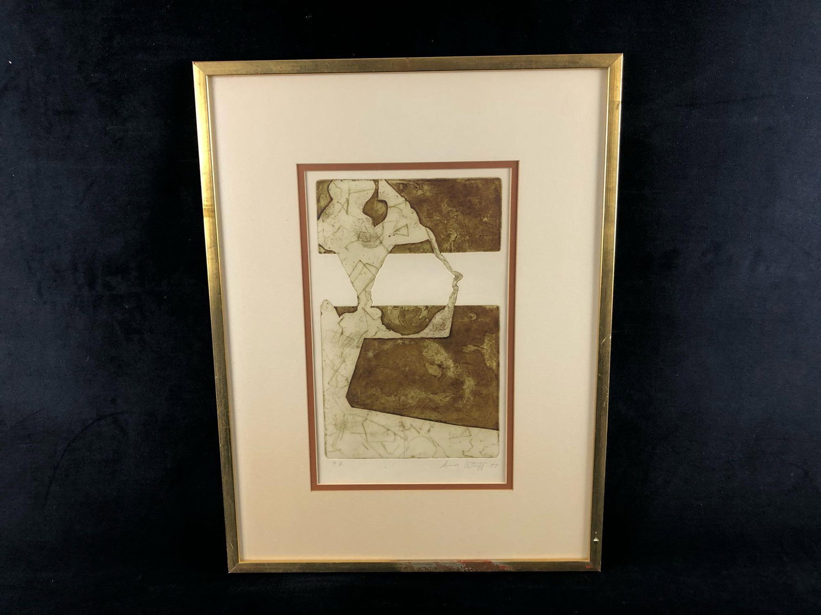 Vintage Embossed Signed Abstract Print (1 of 5)
