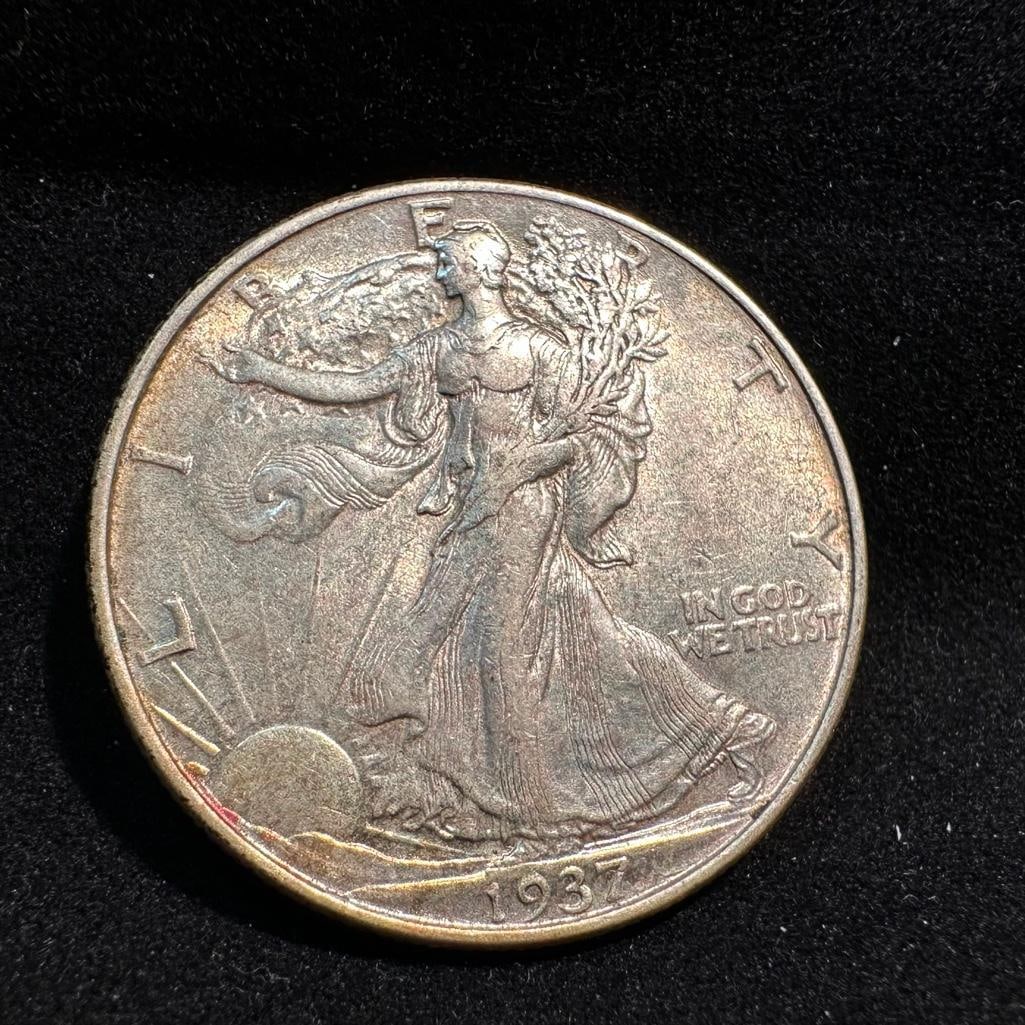 1937 P Walking Liberty Silver Half Dollar AU (1 of 2)