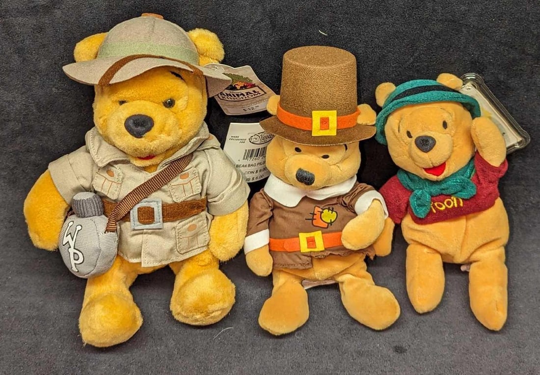 3 Disney Winnie The Pooh Plush & Mini Bean Bags (1 of 7)