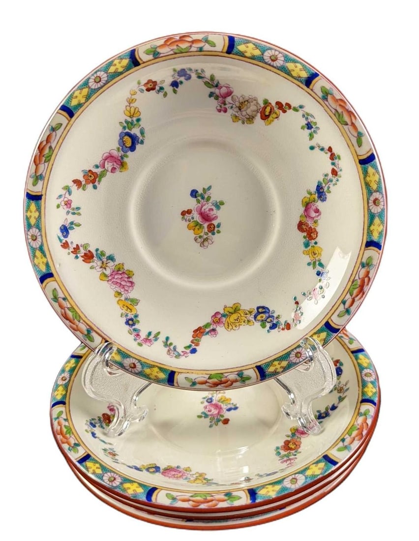 4 Vintage Retired Minton Rose Fruit & Dessert Bowls (1 of 4)