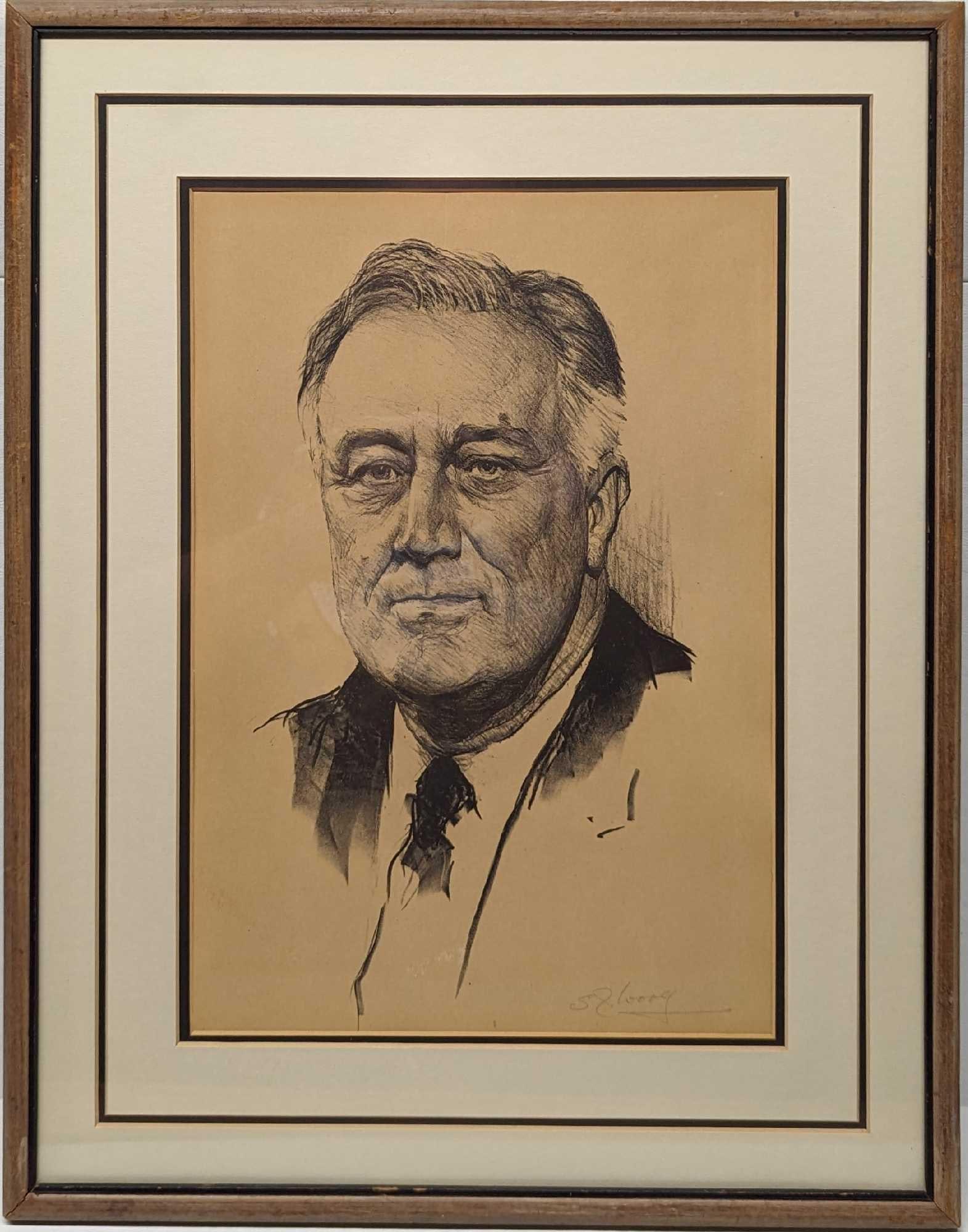 Signed Samuel J Woolf Franklin Roosevelt Lithograph (1 of 5)