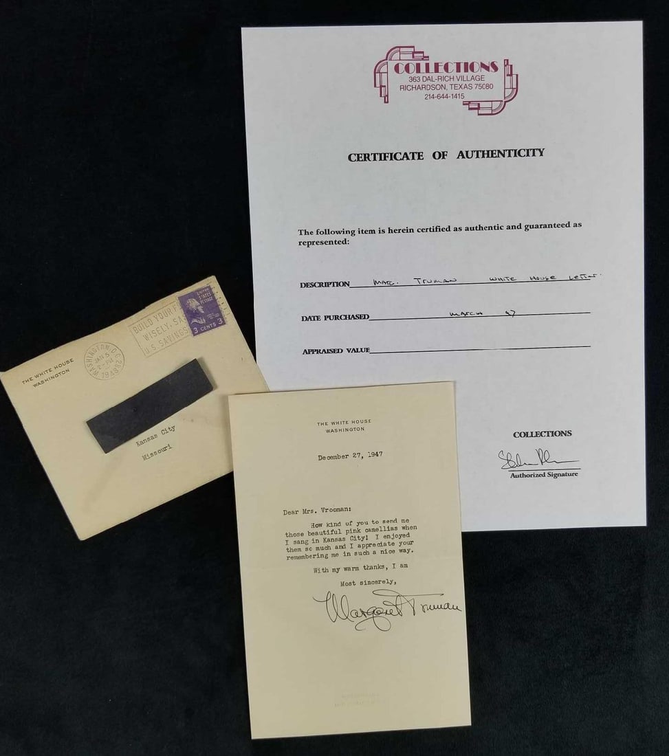 Signed Letter from Margaret Truman on White House Stationery (1 of 5)