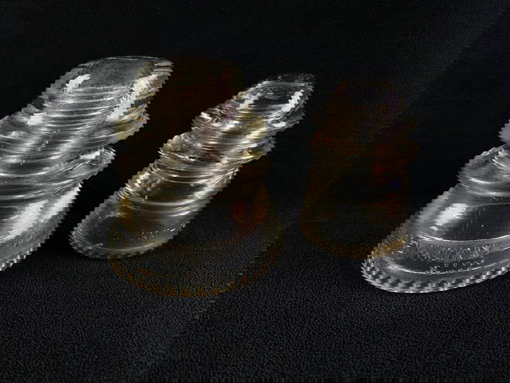 Two Antique Glass Telephone Insulators Auction