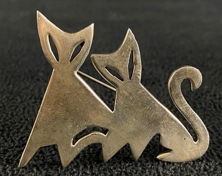 Vintage Mexico Sterling Silver Siamese Cats Brooch / Pin (1 of 5)