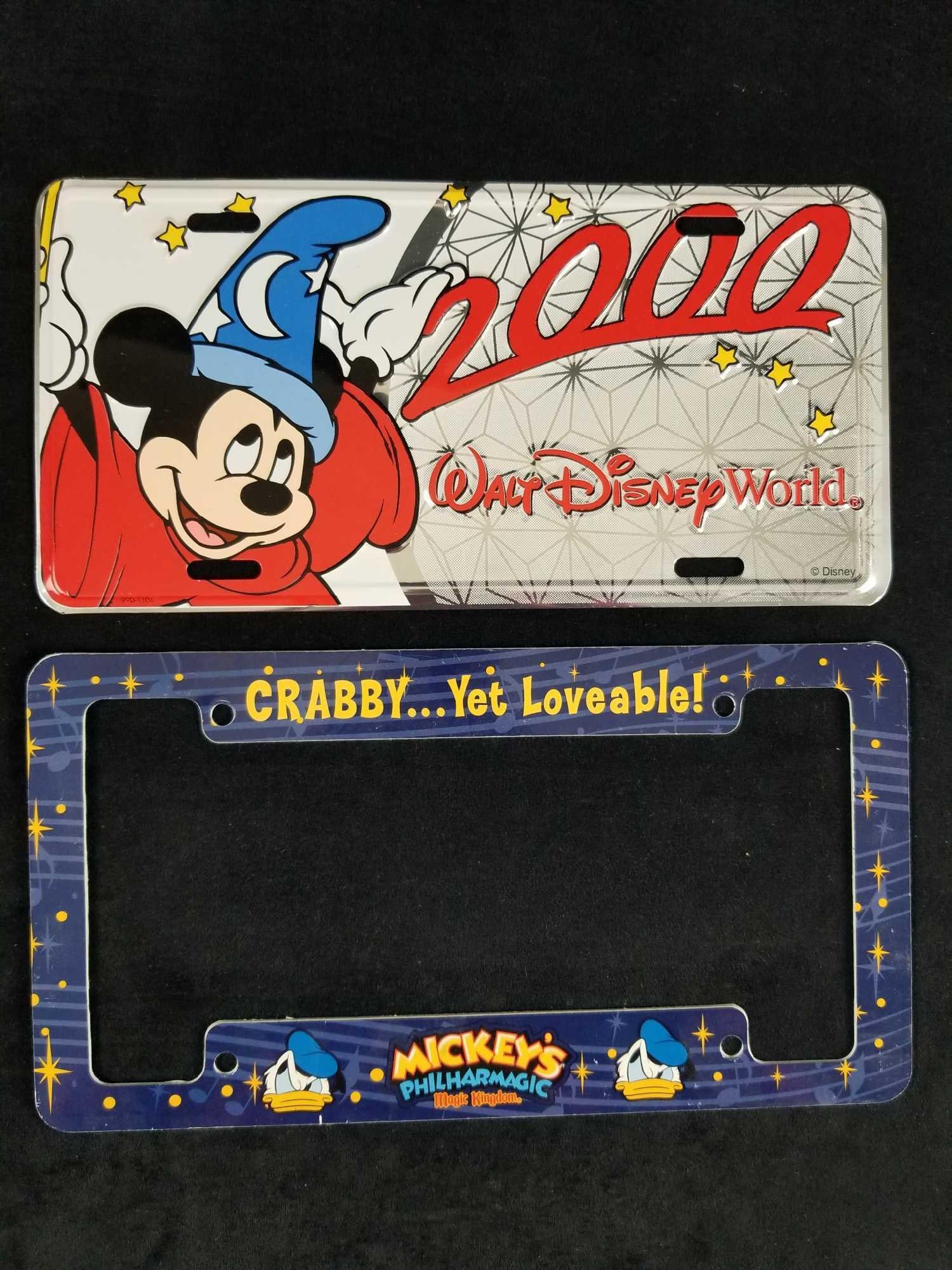 Lot of 2 Walt Disney World License Plateâ€‹â€‹â€‹â€‹â€‹â€‹â€‹ Souvenir 2000 Wizard Mickey Fantasia (1 of 7)