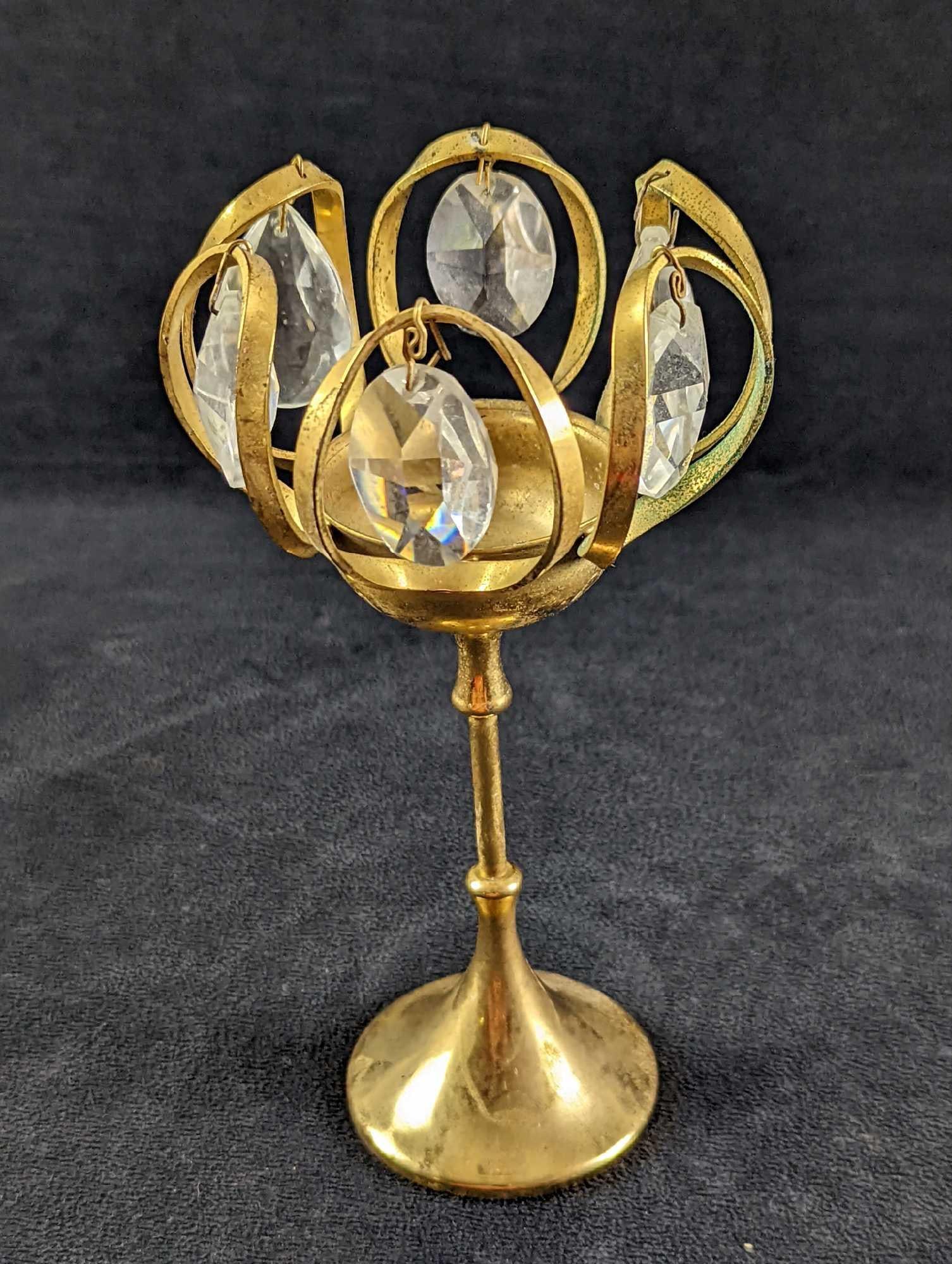 Weinfurtner Gold Plated Crystal Candle Holder Auction