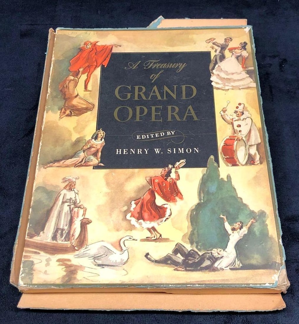 "A Treasury of Grand Opera" Edited by Simon: Softcover Book "A Treasury of Grand Opera: Don Giovanni, Lohengrin, La Traviata, Faust, Aida, Carmen, Pagliacci" Edited, with Stories, History, and Music Described in Detail by Henry W. Simon.