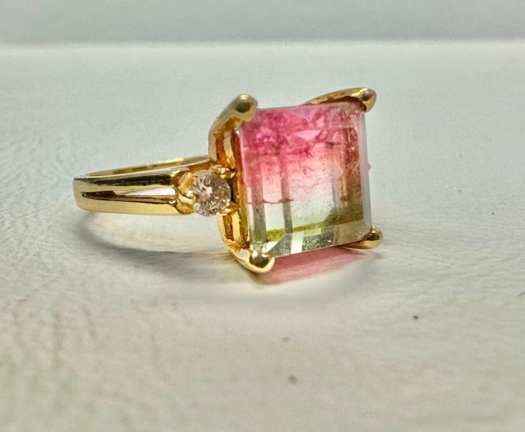 14k Gold 3 ct Watermelon Tourmaline Ring (1 of 3)