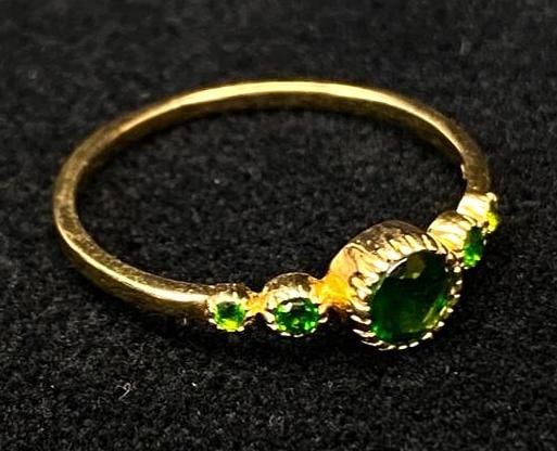 Tsavorite 5-Stone Vermeil Ring: DETAILS: Metal - 925 Sterling Silver, gold vermeil Color - gold Tested - Yes
