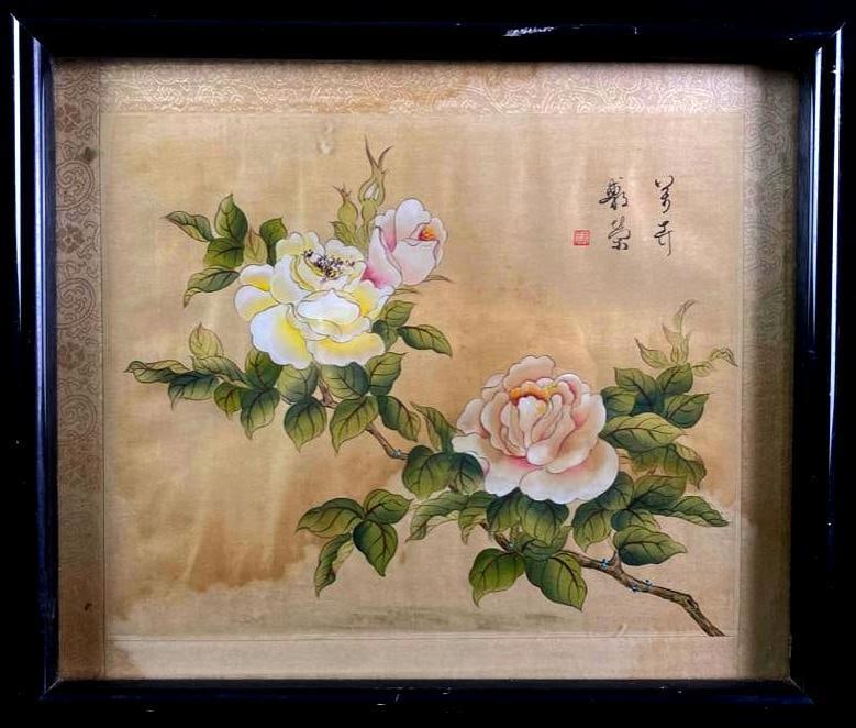 Antique Oriental Painting on Silk (1 of 5)