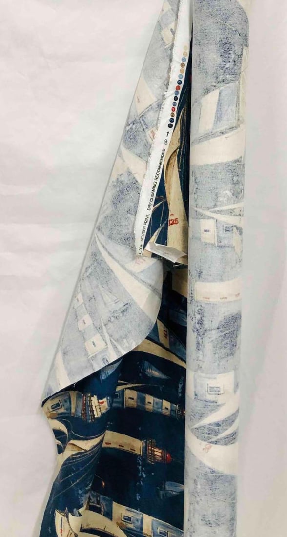 7 Yards Of Upholstery & Drapery Fabric Waverly In The Breeze Indigo 681590 Tropical Print (1 of 7)