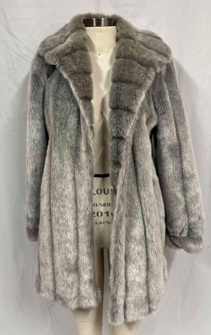 Dennis basso full 2025 length faux fur coat