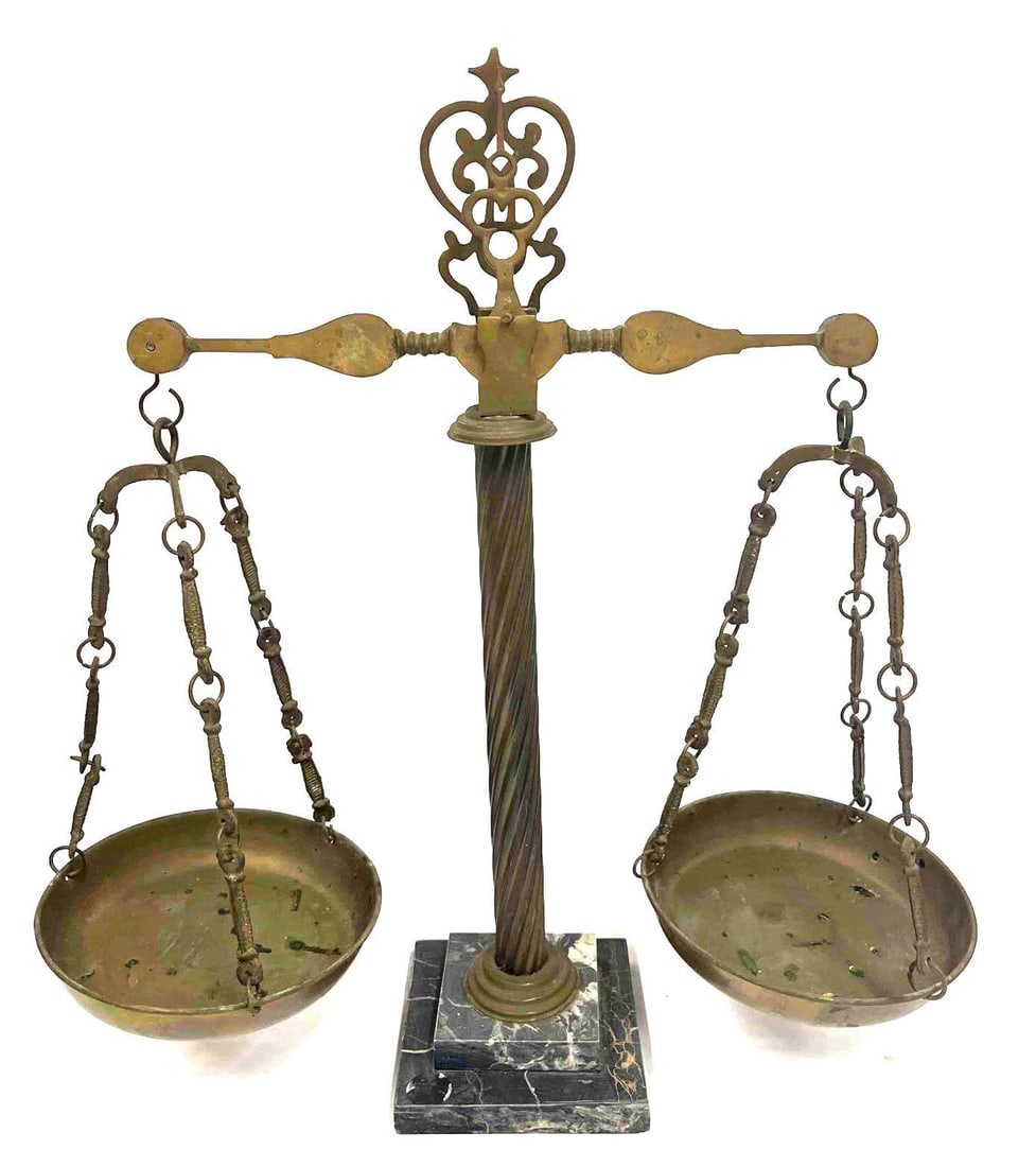 Vintage Brass Balance Scale With Marble Base (1 of 16)
