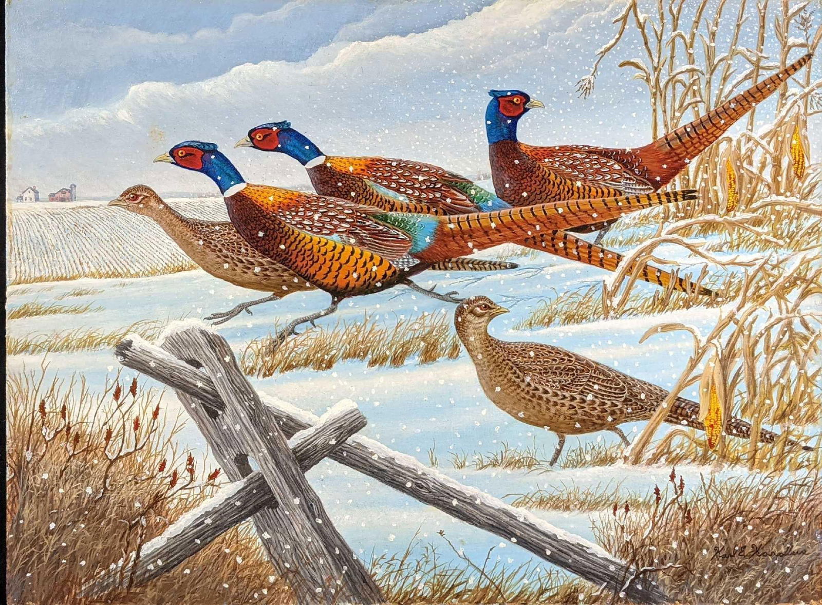 Original Acrylic On Panel Pheasant Family (1 of 8)