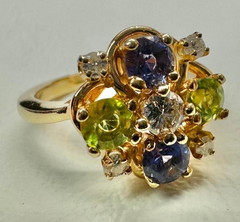 14k Gold Diamond, Tanzanite, Peridot Ring (1 of 3)