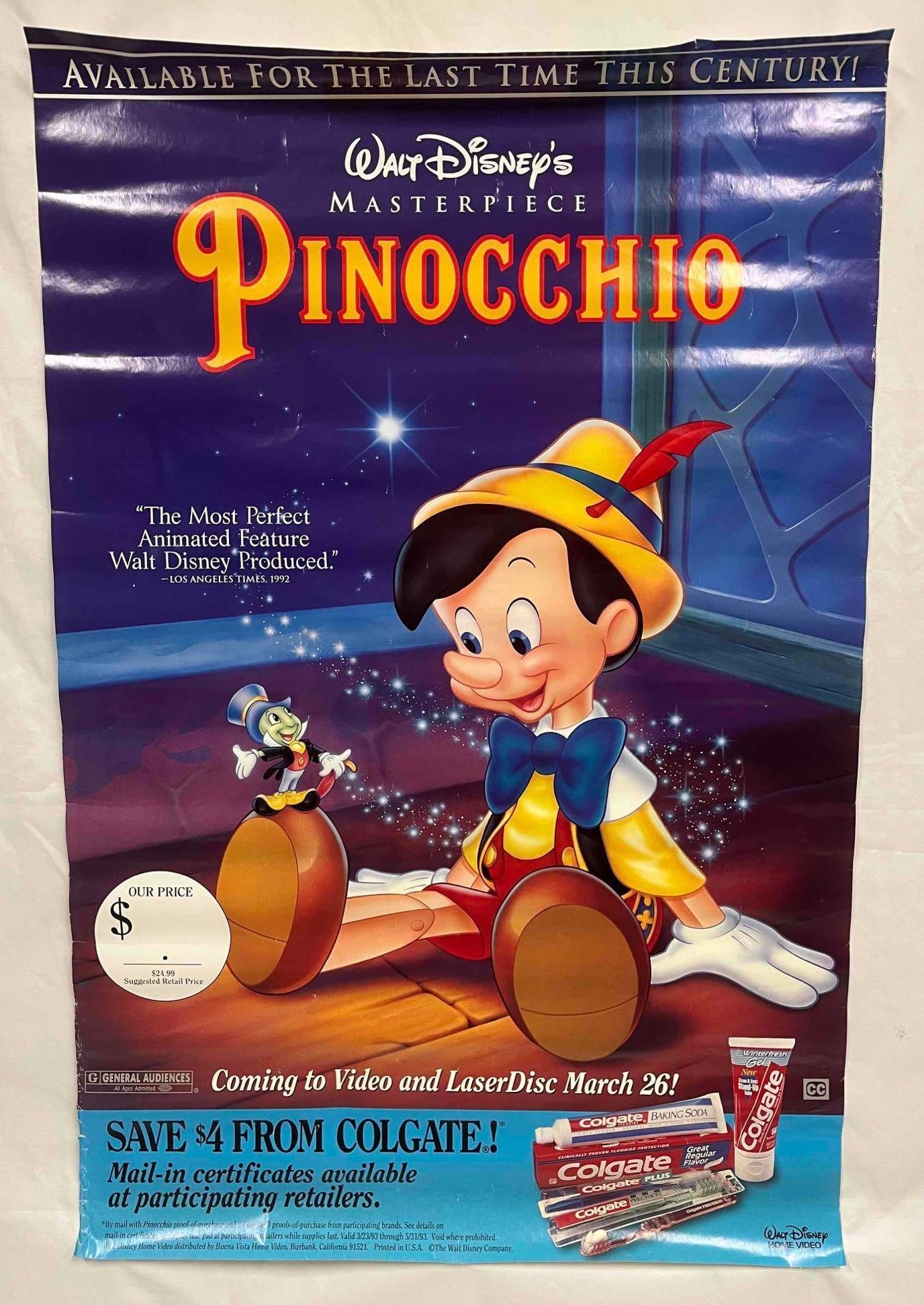 Disney's Masterpiece Pinocchio Coming To Video & Laser Disc Poster (1 of 6)
