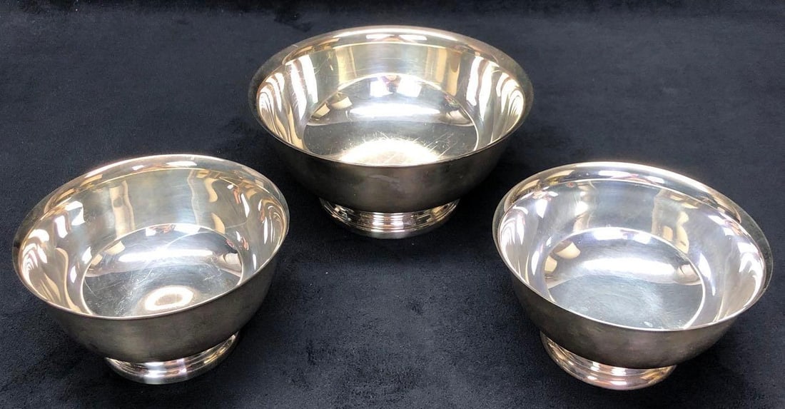 3 Vintage Paul Revere Silverplate Bowls (1 of 6)