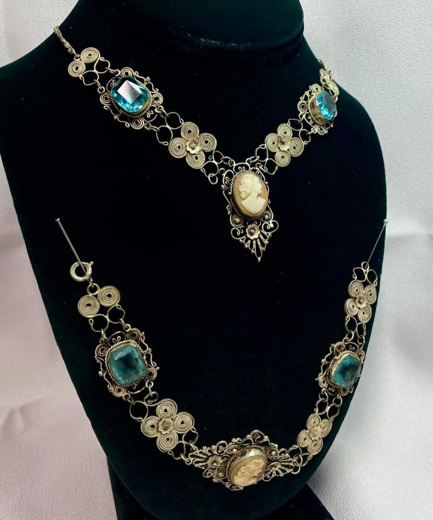 Victorian Style Cameo Bracelet & Necklace (1 of 3)