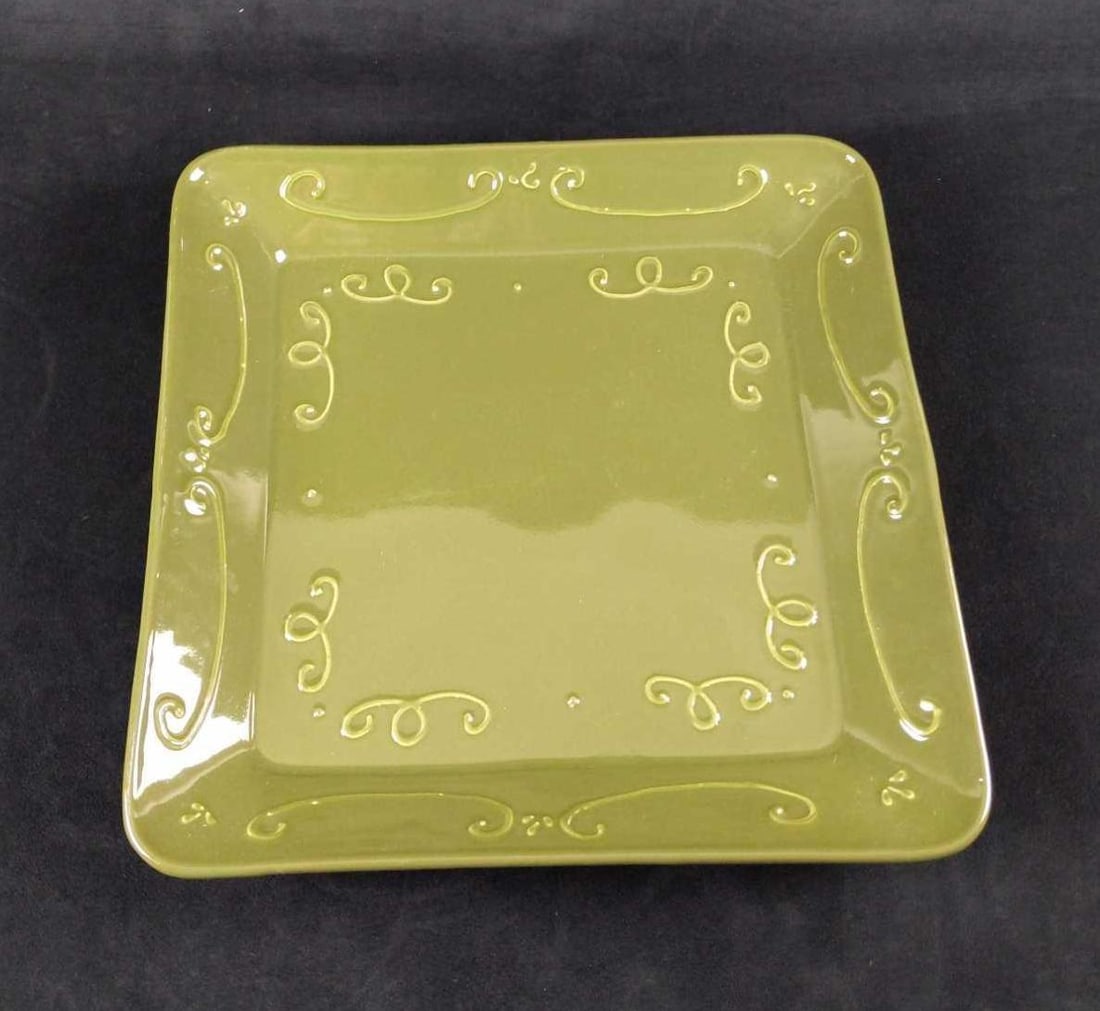 LG Ceramic Green Swirls Crate Barrel Serving Tray (1 of 8)