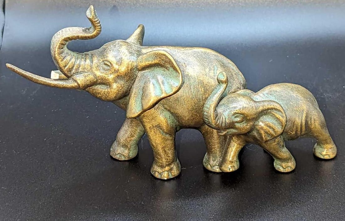 Vintage Goebel Ceramic Elephant with Calf (1 of 8)