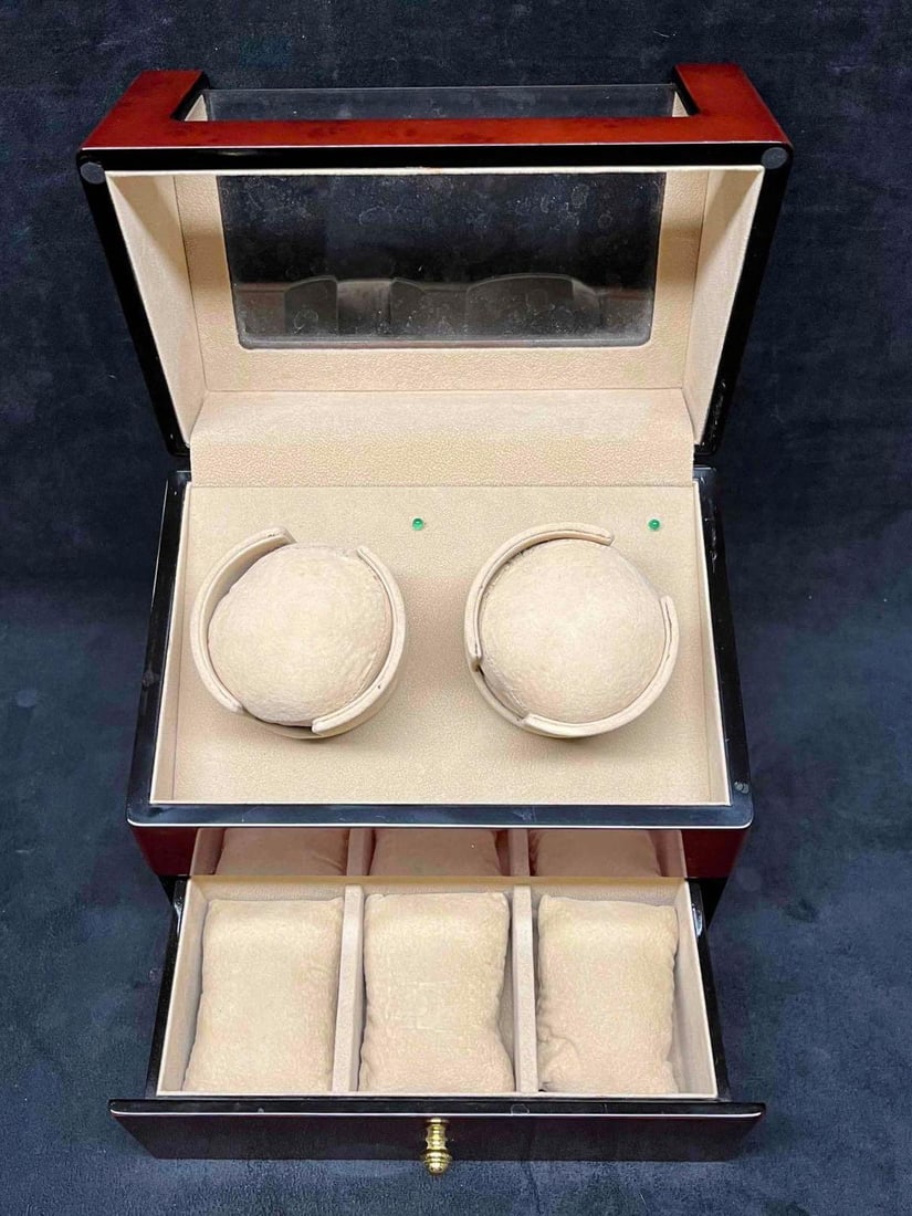 Unbranded Double Watch Winder Display Case With Storage (1 of 9)