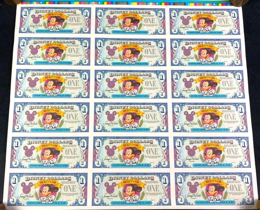 Disney Dollars Uncut Printer's Proof Sheet 1993 (1 of 7)