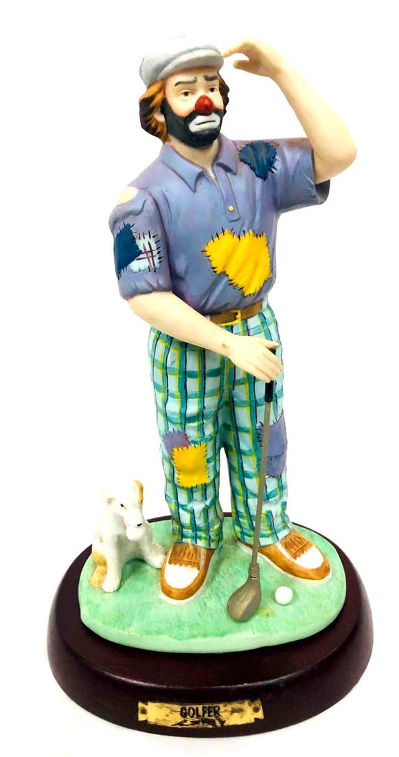 Emmett Kelly Jr Clown Golfer By Flambro Signed & Dated With Stand (1 of 11)