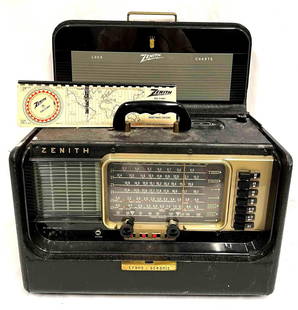 Vintage 1950's Zenith Trans-Oceanic Tube Short Wave Radio: This lot contains a Vintage 1950's Zenith Trans-Oceanic Tube Short Wave Radio. It is approx 17 1/4" x 7 3/4" x 11 1/4" and it weighs about 19lbs. Overall the Vintage Radio is in good u