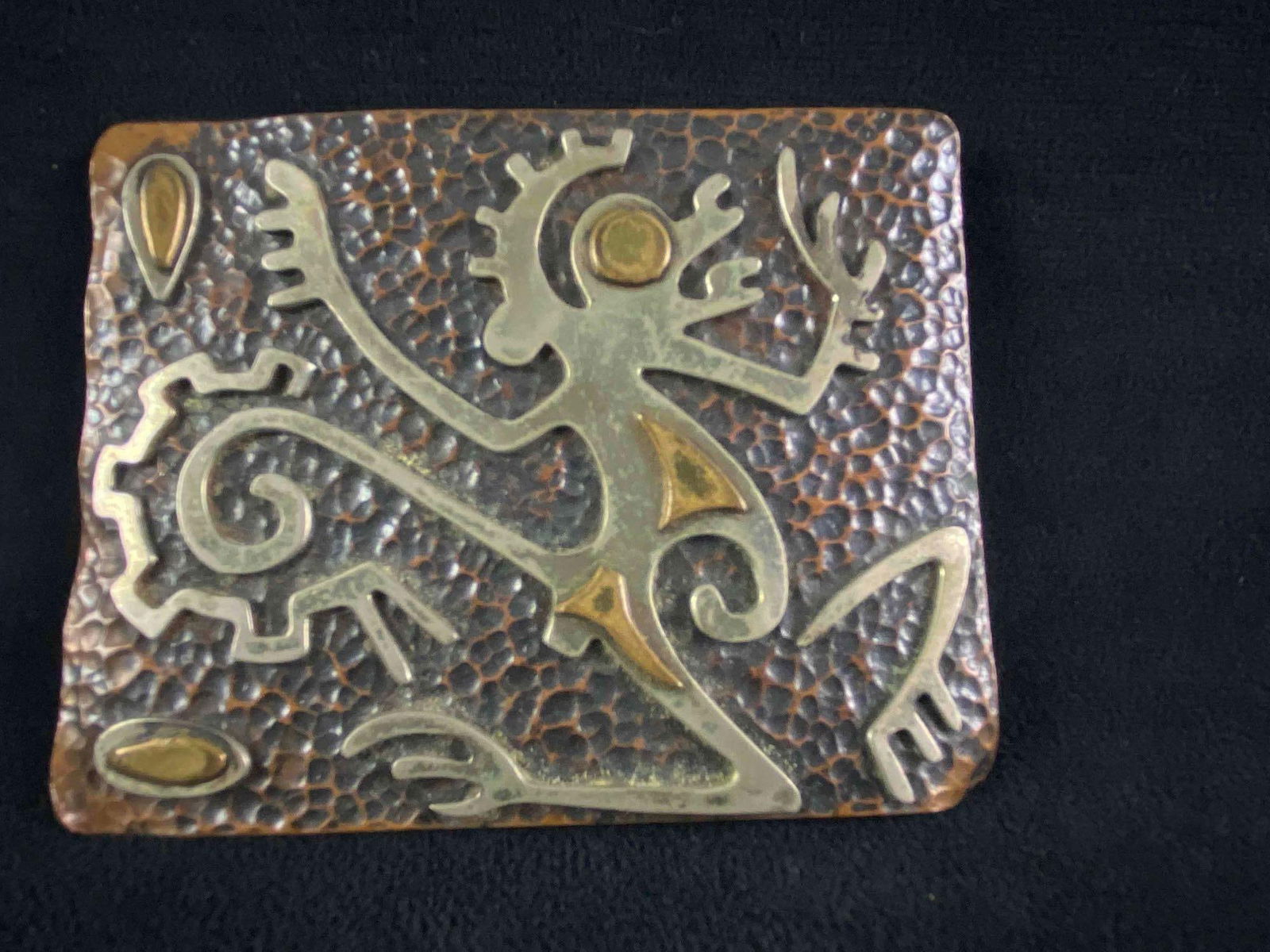 Vintage Designer Maya Handmade Copper & Sterling Monkey Belt Buckle (1 of 8)