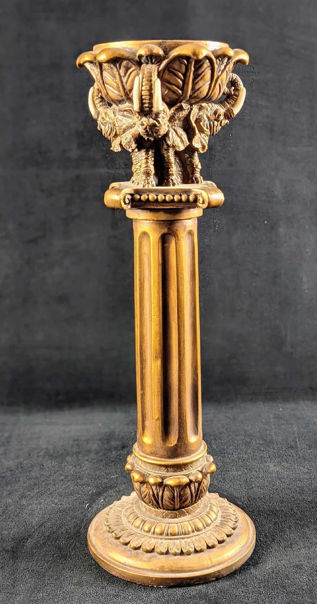 Three Elephant Hard Resin Pillar Bronze Like B (1 of 6)