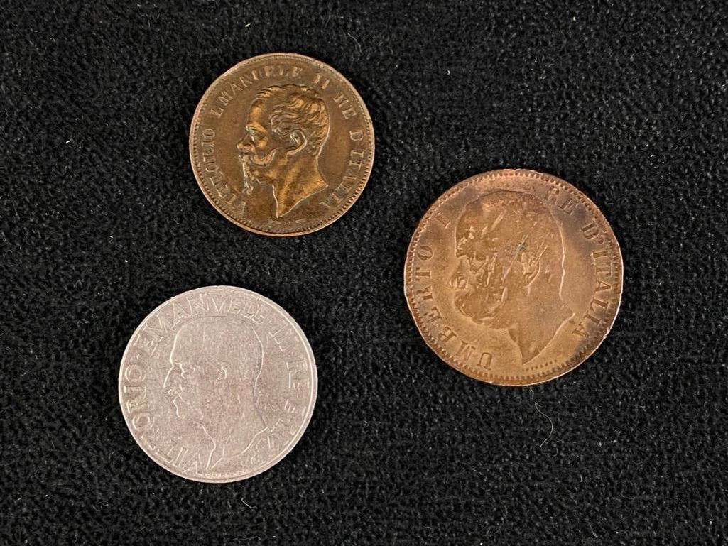 3 Italian Coins-  Umberto, V. Emanuele II & III (1 of 2)