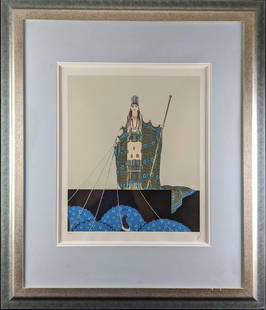 Framed Erte Hera Serigraph Embossed With Gold/Silver Foil LE Artist Proof: Erte" Hera"-1981 Serigraph on Paper Embossed with Gold/Silver Foil. Artist Proof (43/60) by Circle Gallery. Was signed by the artist on the bottom right. AP number is on the bottom left. Frame