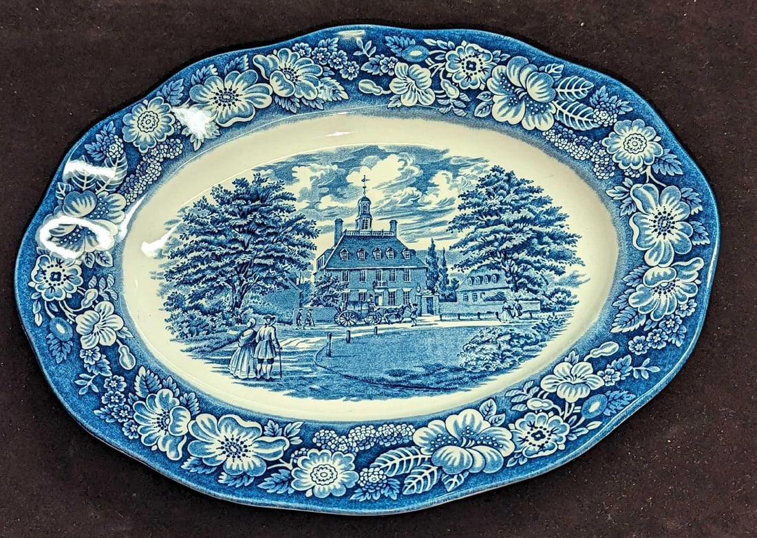 Retired Staffordshire Liberty Blue Oval Serving Platter (1 of 4)