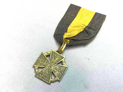 Captain Frenkenbusch 1813-14 Austrian Army Cross with Gold Rim & Loop: A Scarce 1813-14 Austrian Army Cross with Gold Rim & Loop 1813 1814 Austrian Army Cross - (KANONENKREUZ), in bronze, rim and suspension loop in Gold, top of the Cross hallmarked, 28mm(w) x 32mm(h