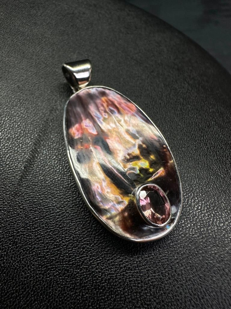 Marta Howell Sterling MOP & Amethyst Pendant (1 of 2)
