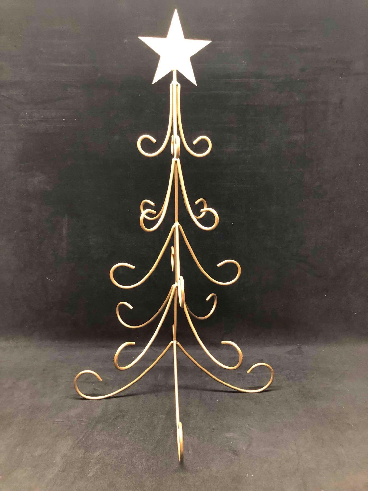 Ornamental Christmas Tree in Decorative Gold Metal (1 of 2)