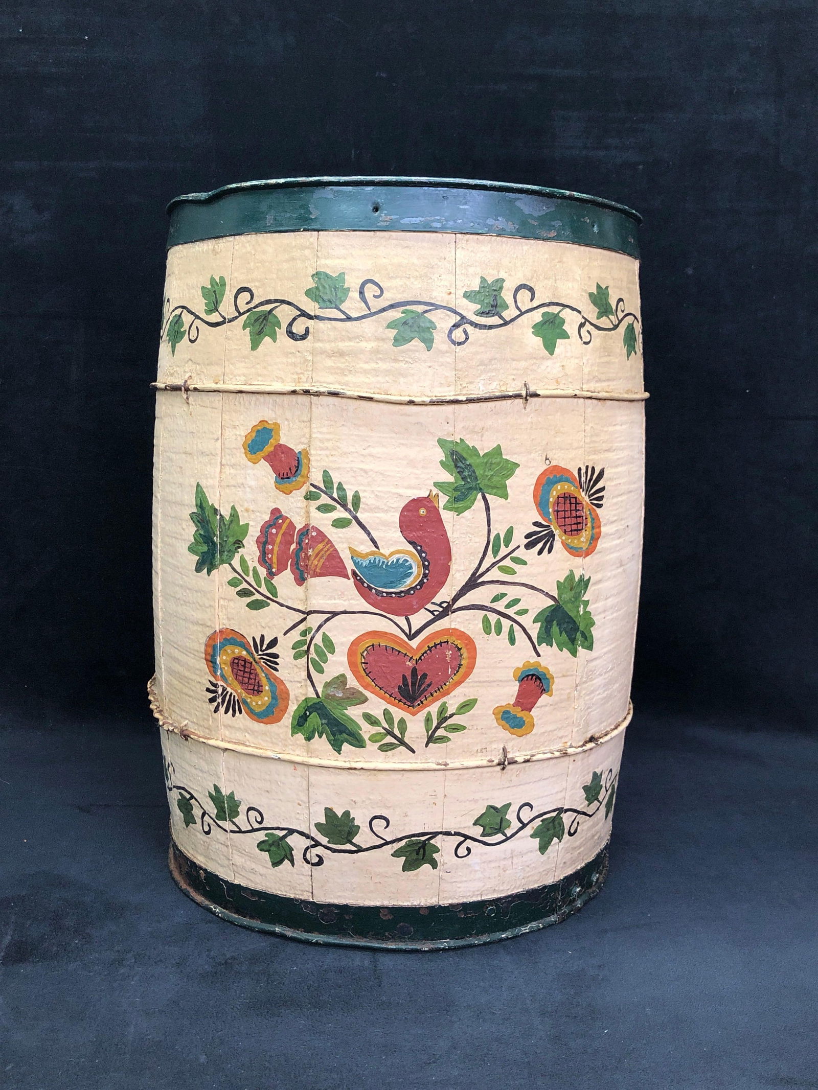 Antique Wood Barrel Dutch/Scandinavian Folk Art (1 of 3)