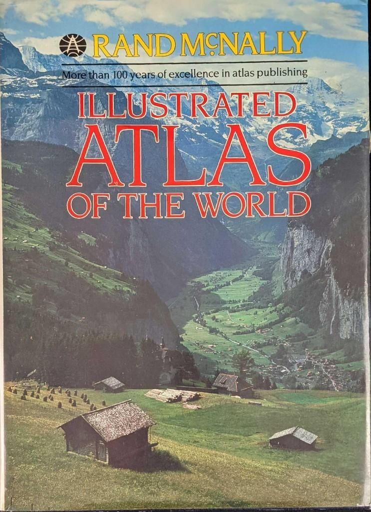 Rand McNally Illustrated Atlas Of The World Hardcover: Rand McNally Illustrated Atlas Of The World. Published by Rand McNally (Chicago) in 1988. The hardcover is approx 11" x 1" x 14 3/4" and it weighs 5.5lbs. The book is in a good, used condi