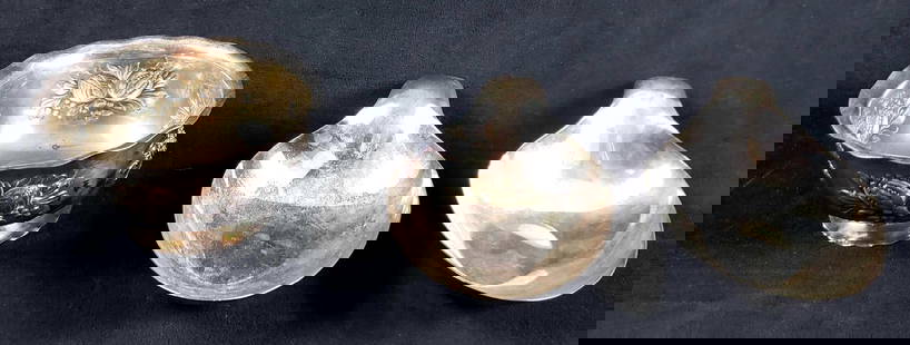 Set of Edwardian 3 Silverplate Dishes: Set of Edwardian 3 Silverplate Dishes. This set of silverplate dishes is in overall good to fair used condition. The items in this set are: 2 Reed and Barton marked dishes. These dishes show signs of